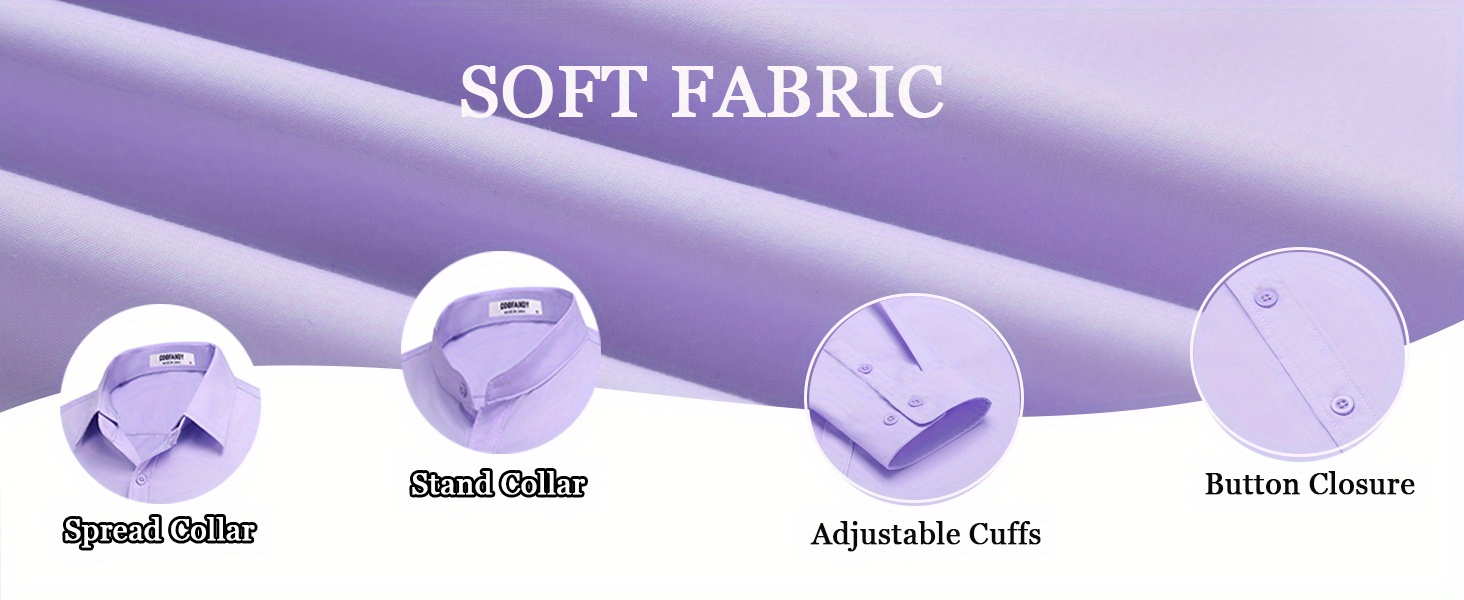 mens 2 in 1 formal casual shirt with detachable collar long sleeve wrinkle resistant polyester button style details 3