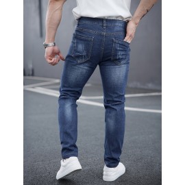 Men's Casual Skinny Jeans, Chic Street Style Stretch Jeans