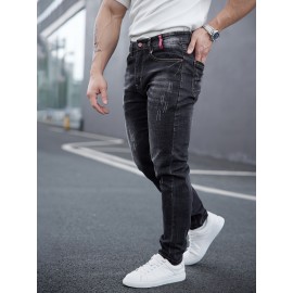 Men's Casual Skinny Jeans, Chic Street Style Stretch Jeans