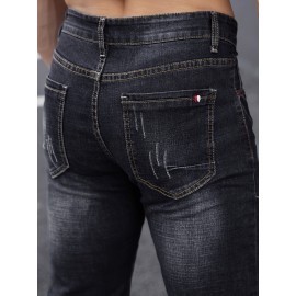 Men's Casual Skinny Jeans, Chic Street Style Stretch Jeans