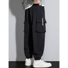 Men's Casual Flap Pocket Thin Cargo Pants, Chic Loose Fit Joggers For Outdoor Activities