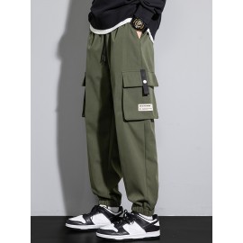 Men's Casual Flap Pocket Thin Cargo Pants, Chic Loose Fit Joggers For Outdoor Activities