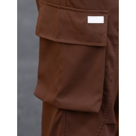 Men's Cargo Pants, Fashionable Casual Workwear, Polyester, Solid Color, Non-Stretch, Regular Fit, Woven Fabric, Novelty Clothing for Men