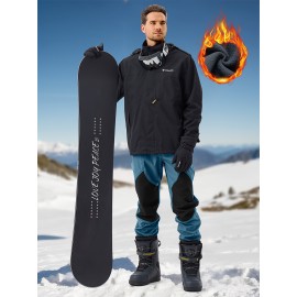 1pc ZUTY Men'S Fleece-Lined Waterproof Ski Pants, Softshell Color Block Sports Style with Zipper, Slight Stretch Polyester, Regular Fit for Snowboarding, Hiking - Woven Outdoor Trousers