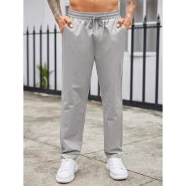 1pc Men'S Casual Cotton Drawstring Pants - Solid Color, Non-Stretch Fabric, Regular Fit, All-Season Straight Leg Cargo Trousers