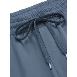 1pc Men'S Casual Cotton Drawstring Pants - Solid Color, Non-Stretch Fabric, Regular Fit, All-Season Straight Leg Cargo Trousers