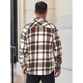Mens Flannel Shirt Long Sleeve Plaid Jacket Casual Button Down Shirts Shacket