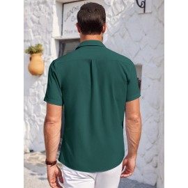 Mens Summer Beach Shirt Short Sleeve Shirts Casual Button Down Shirts Wrinkle Free