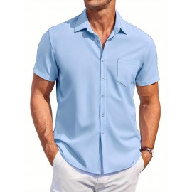 Mens Summer Beach Shirt Short Sleeve Shirts Casual Button Down Shirts Wrinkle Free