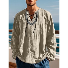 European And American Four Season Loose Fitting Pullover Retro Ethnic Style Casual Stand Up Collar Shirt