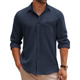 Men'S Long Sleeve Wrinkle Free Shirt Casual Button Down Shirt for Men Untucked Shirts with Pocket
