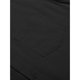 Men's Casual Button Down Cotton Shirts Short Sleeve Band Collar Beach Summer Shirt Tops