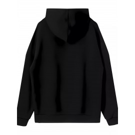 Men's Oversized Hip-Hop Style Hoodie with Geometric Print - Casual Pullover Sweatshirt for Fall & Winter, Polyester, Machine Washable