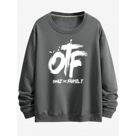 OTF printed hoodie, casual round neck pullover hoodie, long sleeves, suitable for spring and autumn, comfortable and fitted
