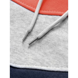 Men's Color Block Hoodie with Kangaroo Pocket and Drawstring - Comfortable and Stylish Sweatshirt for Spring and Fall